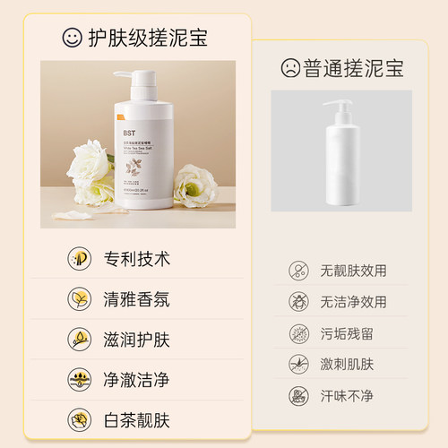 白茶海盐搓泥宝男女全身通用去角质死皮搓澡啫喱清洁沐浴 - 图3