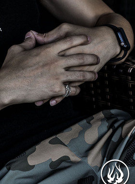 第七原创风冰霜纯银骷髅开口戒指