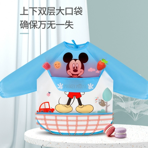 Дисней, детский нагрудник, водонепроницаемый демисезонный лонгслив для еды, сзади на завязках