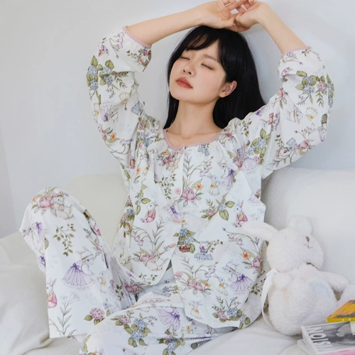 米度丽 Летняя тонкая хлопковая послеродовая пижама для кормящих грудью для молодой матери, впитывает пот и запах, 78 мес.