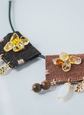 文艺森系手工植物染布吊坠项链复古民族风小众设计坠饰配饰品礼物