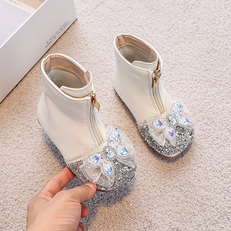 童鞋二棉女童爱莎靴子2024秋冬宝宝鞋加绒皮靴小女孩公主水晶短靴,淘宝优惠券,粉丝福利购,淘宝优惠卷