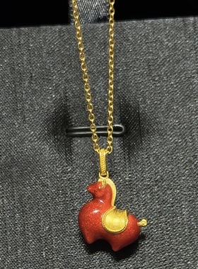 马年中国风墩墩马项链吊坠新中式轻奢高级感个性设计锁骨链配饰