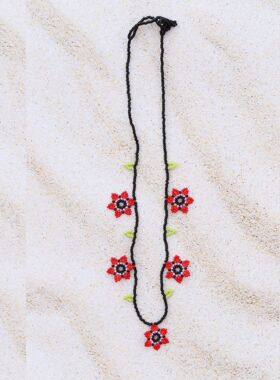 原创纯手工编织小花颈链女网红轻奢小众设计感短链项链女跨境爆款