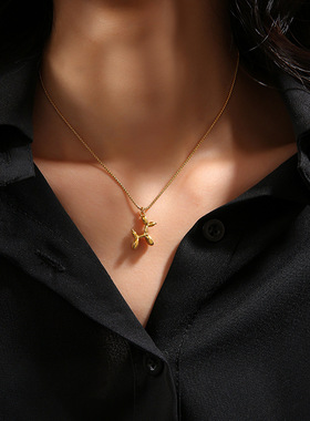 金色防过敏小众童趣风钛钢锁骨链