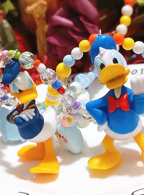 原创可爱的唐老鸭duck彩色串珠时尚颈链锁骨链短款项链颈链女