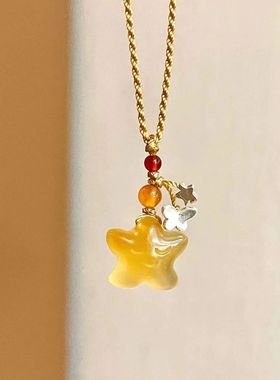 焦糖布丁小熊吊坠编织颈链复古可爱简约少女心小怪兽项链闺蜜礼物