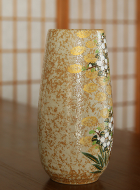 日本手绘花鸟九谷烧陶瓷花瓶