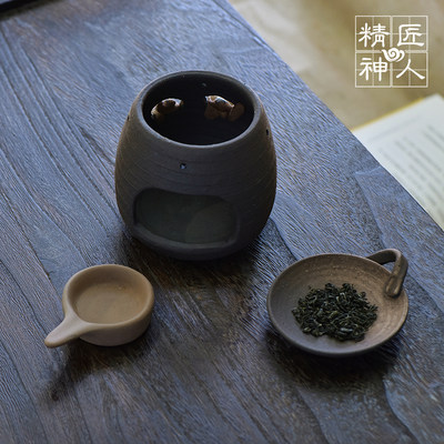 日本原装进口常滑烧爬爬猫茶香炉提神醒脑香薰炉陶瓷摆件 虎窝淘