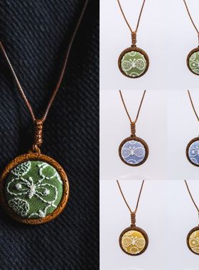 木雕项链吊坠文艺毛衣链可爱蝴蝶动物雏菊链条刺绣小清新可调节