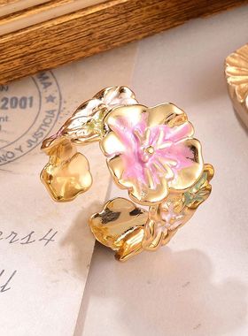 小红书爆款金橘花朵戒指少女感甜美可爱气质指环夏日精致搭配手饰