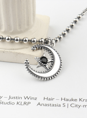 韩国925纯银月亮星星女ins项链