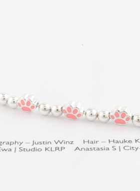 【韩国】s925纯银粉色猫爪手链