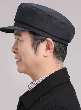 春夏秋天平顶帽老头帽爷爷帽老人布帽休闲时尚帽子中老年帽子男