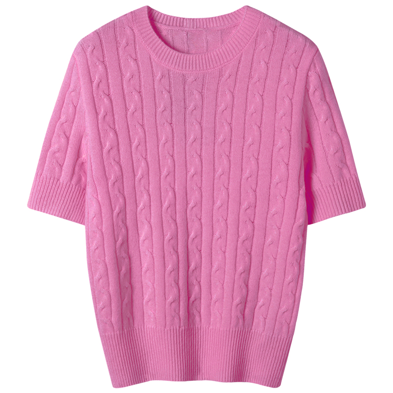 舒适无限！！针织羊绒麻花短袖毛衣2025新款早春女休闲百搭上衣 - 图3