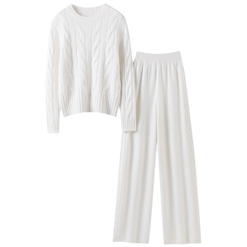 纯粹贵妇气场！加厚100%纯山羊绒衫女纯羊绒毛衣针织休闲直筒裤子,淘宝优惠券,粉丝福利购,淘宝优惠卷