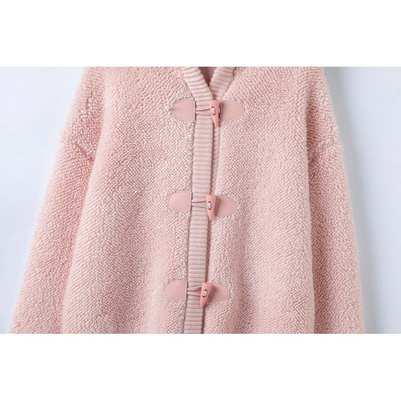 好看的品质~慵懒风软糯牛角扣连帽毛衣女100纯羊绒针织开衫外套冬,淘宝优惠券,粉丝福利购,淘宝优惠卷