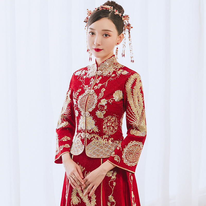 倾妍阁旗舰店秀禾服新娘年新款结婚礼服女冬季显瘦喜服中式婚纱龙凤褂嫁衣0
