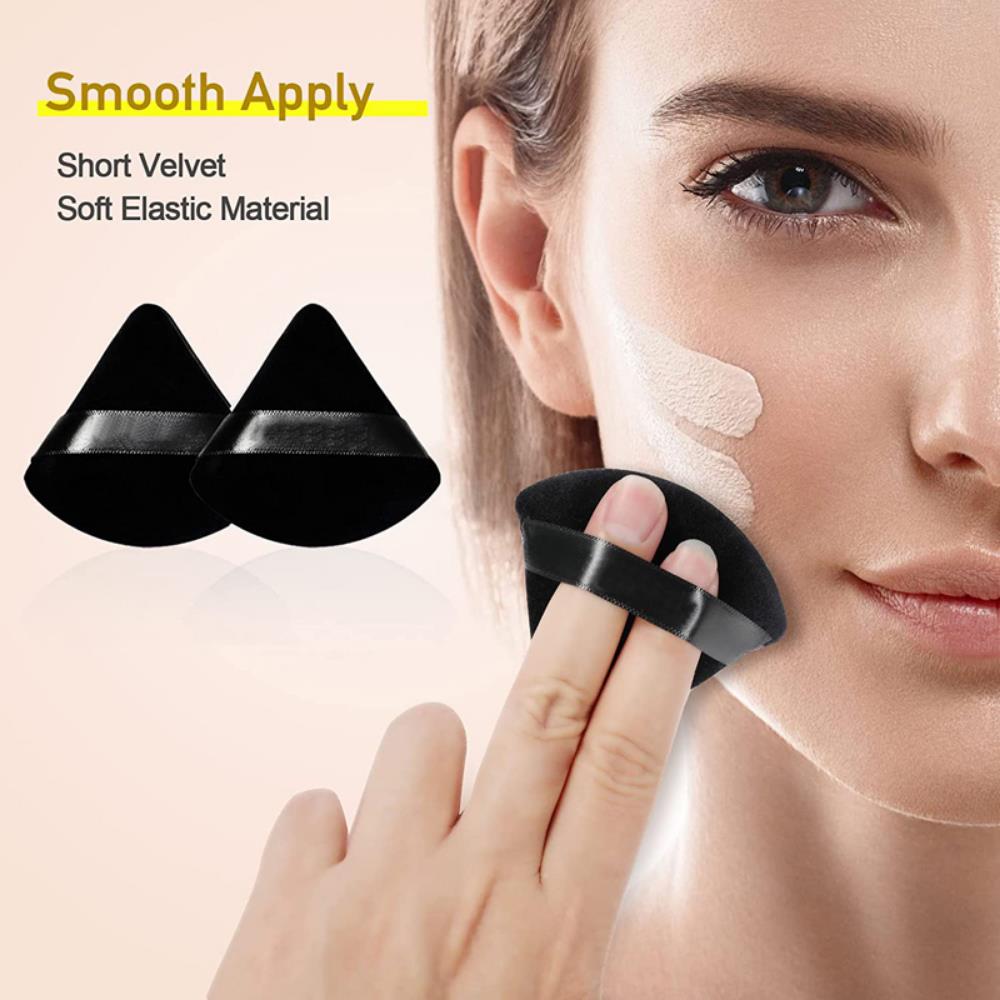 2/6Pcs Triangle Powder Puff Face Makeup Sponge Soft Velvet C - 图0