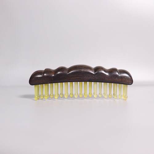 Purple Sandalwood Sheep Horn Head Massage Comb with Teeth E - 图1