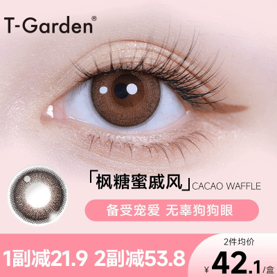 Flanmy美瞳月抛小直径彩色隐形眼镜2p近视镜T-Garden爵士黑松饼sk