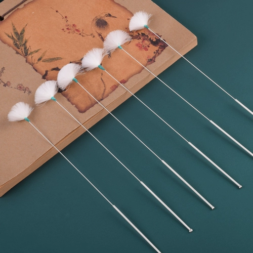 Серебряная игла, ухочистка, профессиональный хвостик, комплект для ушей