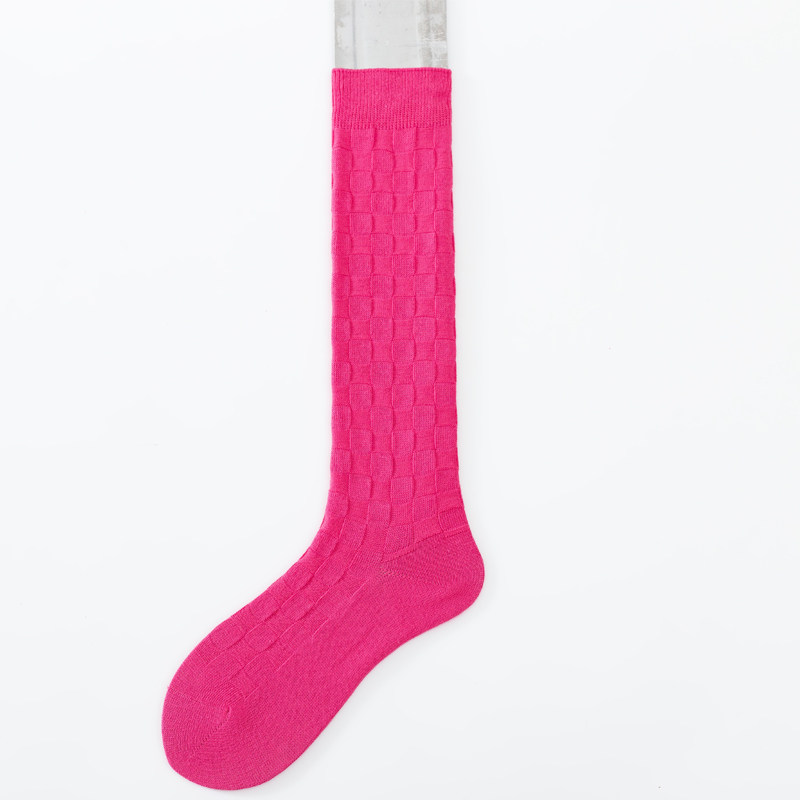 棋盘格小腿袜女秋冬纯棉双针长筒袜子ins潮百搭复古学院风及膝袜,淘宝优惠券,粉丝福利购,淘宝优惠卷