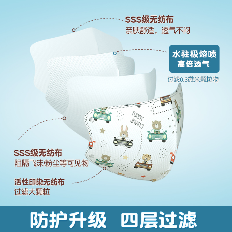 儿童口罩新国标男童女童专用一次性3d立体透气女孩GB/T38880-2020