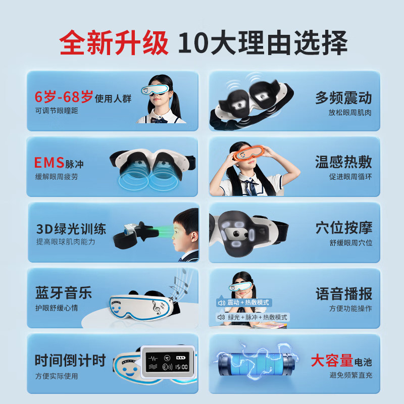 儿童眼部治疗仪儿童护眼仪改善近视眼弱视学生视力矫正器眼睛按摩,淘宝优惠券,粉丝福利购,淘宝优惠卷