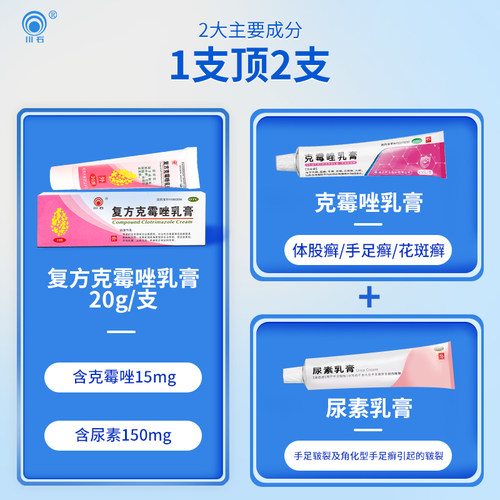 川石复方克霉唑乳膏包邮外用官方干裂愈裂止痒正品真菌药膏脚气 - 图2