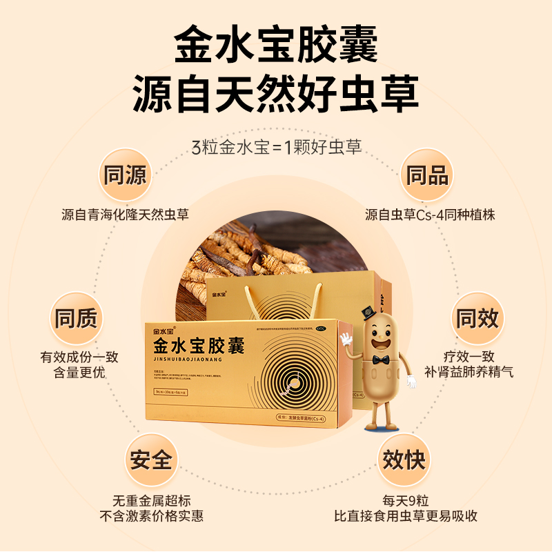 阿里健康大药房金水宝540粒礼盒装胶囊虫草高档中药正品润肺安神失眠补肾精2