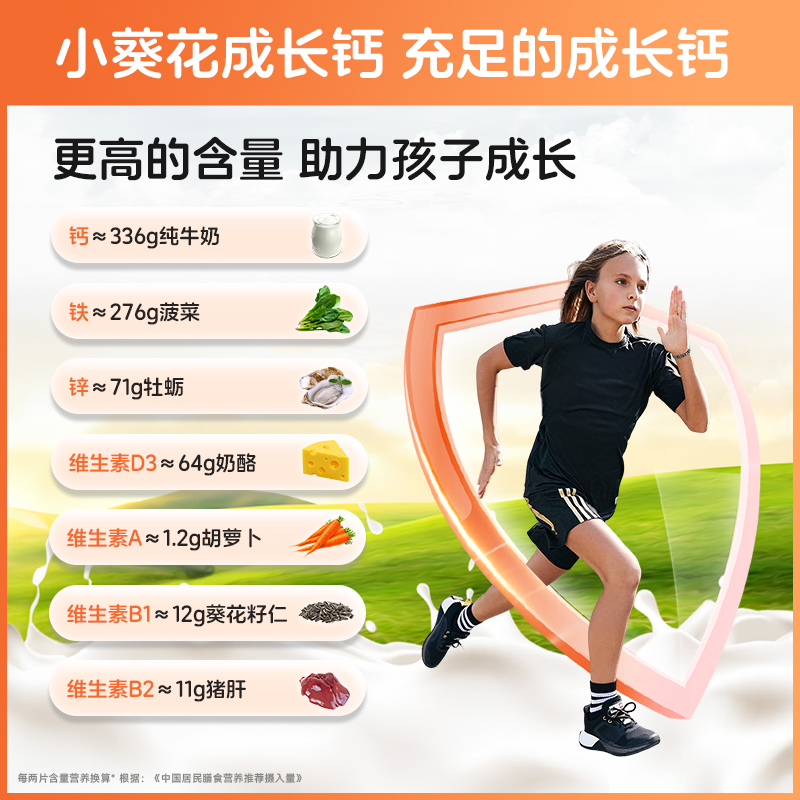 小葵花儿童钙片铁锌三合一