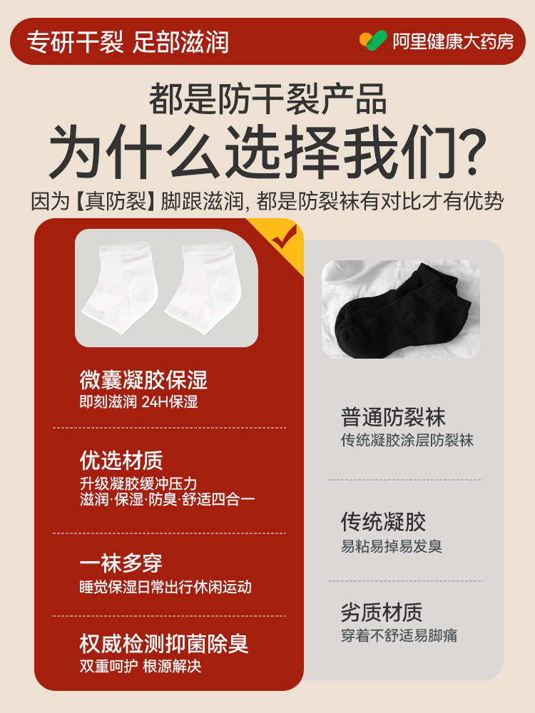 纯棉防裂袜保护套硅胶软皲裂秋冬干裂半包护脚后跟湿润防脚裂神器,淘宝优惠券,粉丝福利购,淘宝优惠卷