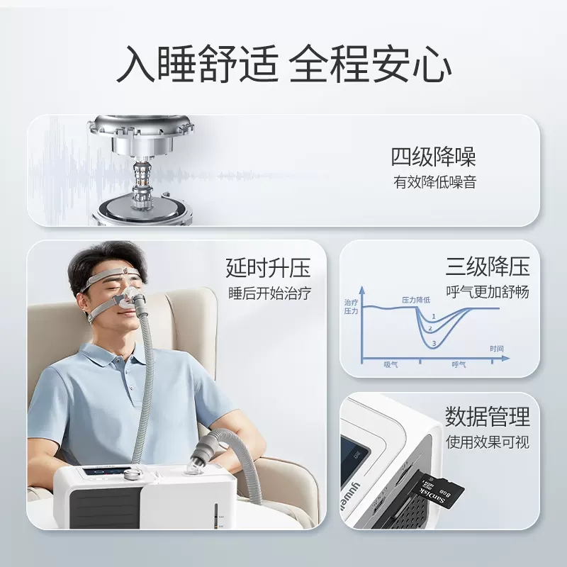 鱼跃全自动医用呼吸机止鼾神器家用老人睡眠暂停综合症打鼾呼噜 - 图1