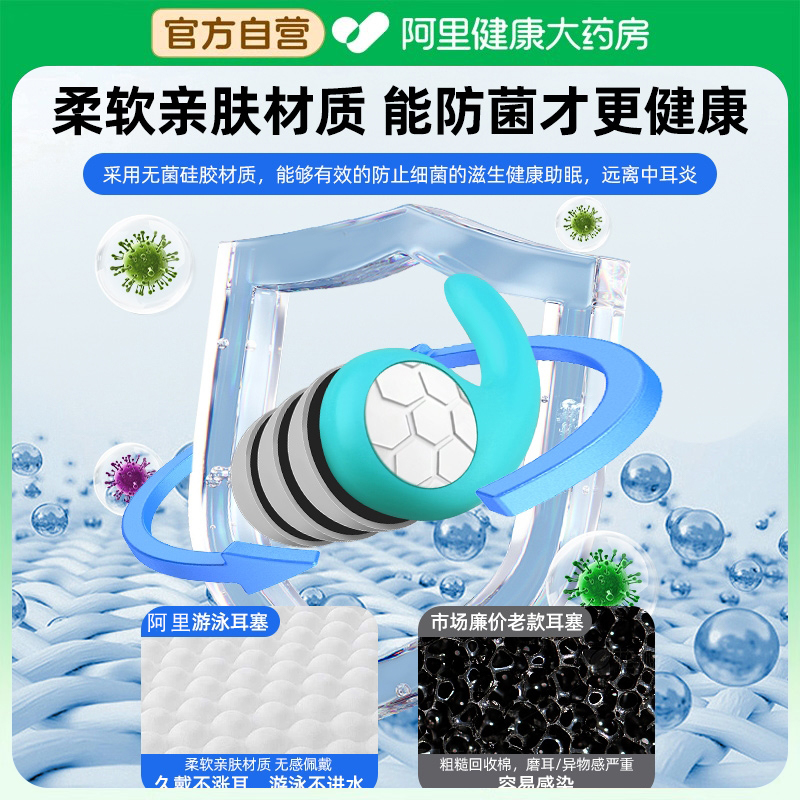 儿童防中耳炎专用游泳耳塞防水专业耳套不进水不伤掉耳朵洗澡神器 - 图0