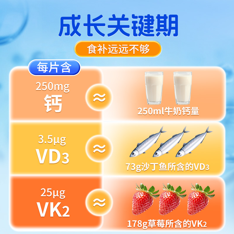 小葵花儿童钙片6到12岁青少年补钙成长vd维生素d3维生素k2孕妇 - 图0