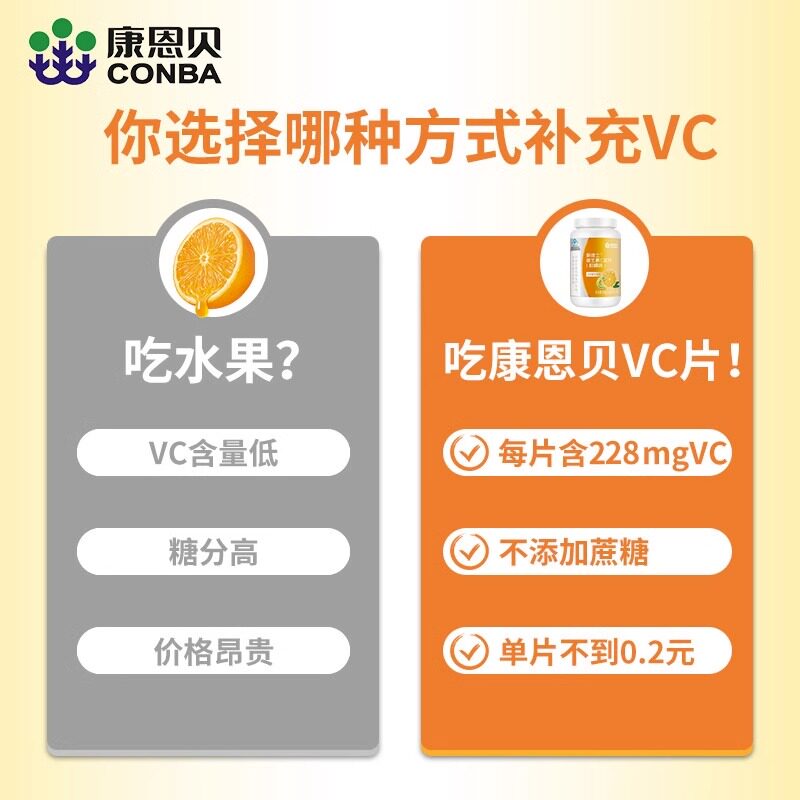 康恩贝维生素c vc100片补充咀嚼片 阿里健康大药房维生素/复合维生素