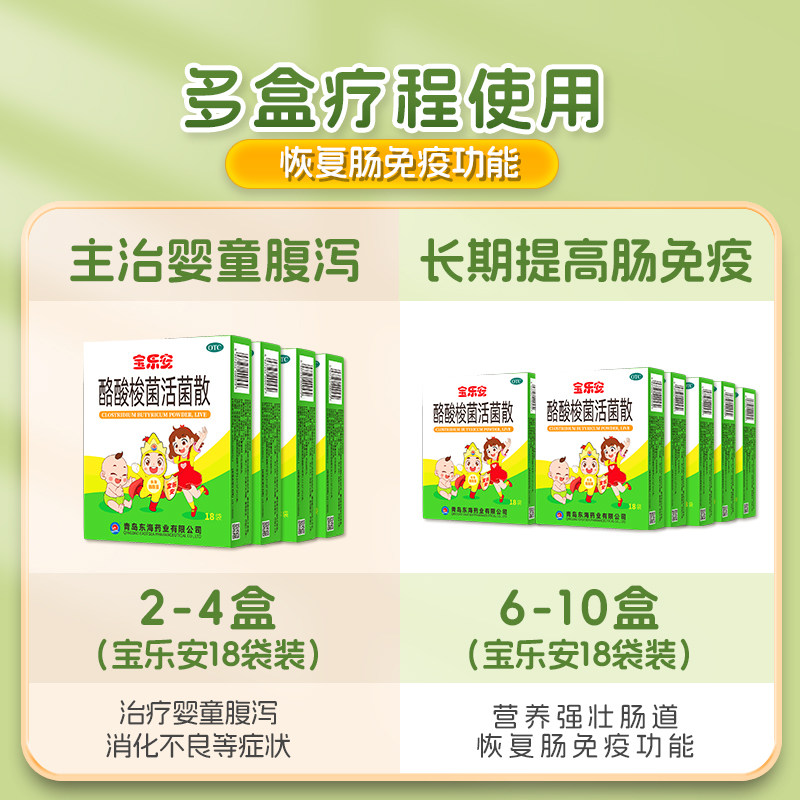 宝乐安酪酸梭菌活菌散小儿腹泻婴幼儿童调理肠胃益生菌拉肚子药