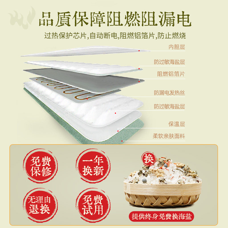 同仁堂盐包热敷盐袋电加热腰部海盐粗盐热敷包理疗袋艾草艾灸家用