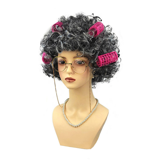 Old lady event props wig old lady wig dress up funny tiara funny wife
