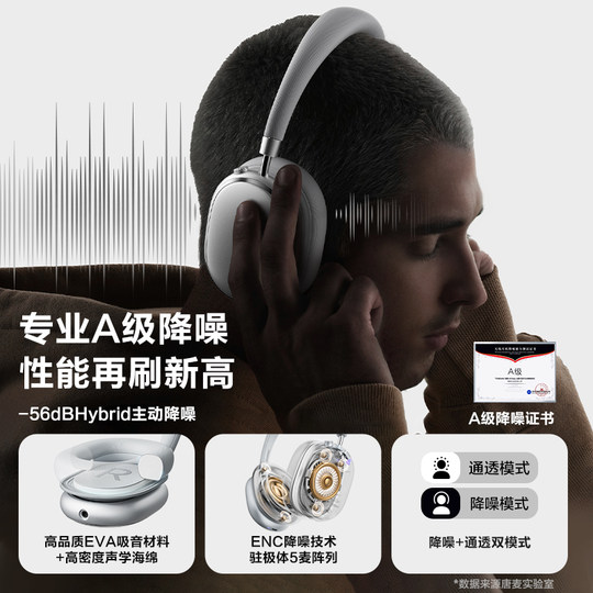 唐麦tonemay H5 Max焕新版主动降噪头戴式耳机无线蓝牙适用苹果