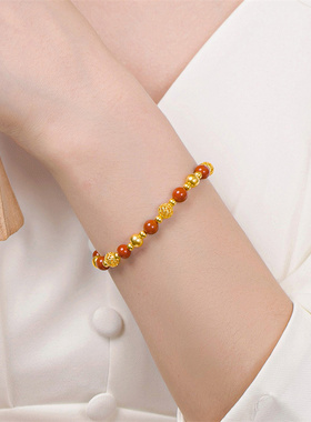 诗普琳锦绣系列足金南红翡翠手串