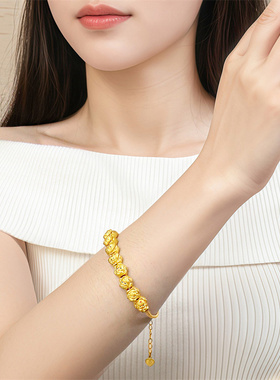 【新品】诗普琳 黄金足金八大佛转运珠手链 5G工艺首饰送礼女