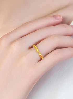 【新品】诗普琳 足金黄金5G工艺莫比乌斯环活口拉丝戒指 送礼女