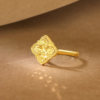 Shipulin pure gold 5G craft crushed ice four-leaf clover live ring, light luxury fashion gift for women