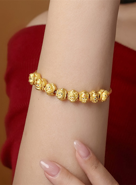 【新品】诗普琳 黄金足金八大佛转运珠手链 5G工艺首饰送礼女