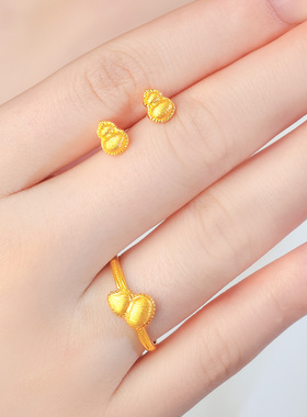 【新品】诗普琳 足金5G黄金工艺拉丝福禄葫芦活口戒指 轻奢送礼女