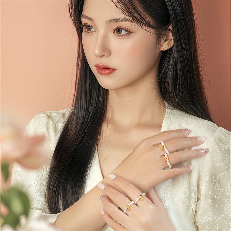 Shipulin 18K yellow gold freshwater pearl ring, light luxury, simple and versatile for your girlfriend