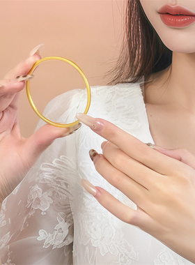 【新品】诗普琳 黄金足金 素圈方镯手镯 古法工艺 送女友