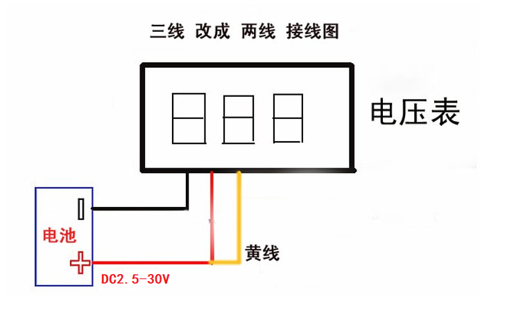 0.36寸带外壳两线2.5-30V三线0-100V直流电压表 数字数显电压表头 - 图1